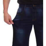 Bermuda Masculina Jeans Escuro Design Com Elastano Ref: 0029