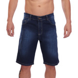Bermuda Masculina Jeans Escuro Details Com Elastano Ref:0027