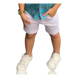 Bermuda Short Bebê Jeans Branco Menino 1 À 24 Meses
