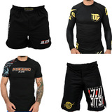 Bermudas Bjj + Rash Guards Padrão Cbjj Kit Com 4 Peças