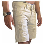 Bermudas Camuflado Short Jeans Masculina Rasgada