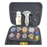 Beyblade Maleta Kit Com 8 Beyblade + Lançador Dupla Rotação