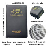 Bíblia Completa Sagrada Letra Hiper Gigante Índice Harpa Zíper Almeida Revista Corrigida Rc João Ferreira Preto Liso