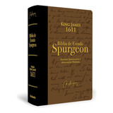 Bíblia De Estudo Charles Spurgeon | King James 1611 | Luxo | Letra Grande | Capa Marrom E Preta