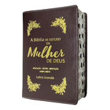 Bíblia De Estudo Da Mulher De Deus Letra Grande Com Harpa Cristã Com Índice Luxo Capa Vinho Texto Colorido