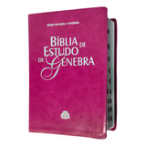 Bíblia De Estudo Genebra Capa Luxo Pink Revista E Atualizada Com Índice