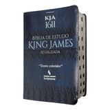 Bíblia De Estudo King James 1611 Atualizada Texto Colorido Capa Luxo Azul Com Índice Letras Grandes