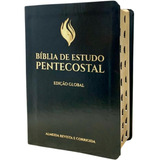 Bíblia De Estudo Pentecostal Edição Global Letras Grandes Com Palavras De Jesus Em Vermelho Capa Luxo Preta Com Índice Lateral