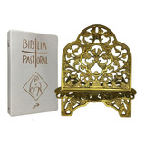 Bíblia Nova Pastoral Colorida Capa Dura Luxo E Suporte Apoio Leitura Livro Kit Católico
