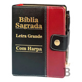 Bíblia Sagrada Letra Grande Botão Preta