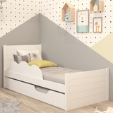 Bicama Infantil Solteiro Uli 100% Mdf Bibox Cama Auxiliar Cor Branco