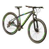 Bicicleta 29 Blitz Pontal Alum Shimano 21v Freio Disco Cor Preto - Verde Tamanho Do Quadro 15