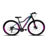 Bicicleta Aro 29 Feminina Ksw Aluminio 21 Marchas Mtb Cor Preto/pink/azul Tamanho Do Quadro 17