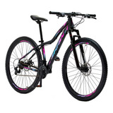 Bicicleta Aro 29 Krw Alum Shimano Tz 24vel Freio A Disco S60 Cor Preto/pink E Azul Tamanho Do Quadro 19