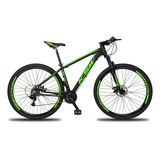 Bicicleta Aro 29 Ksw Alumínio 24 Vel Freio A Disco Mec Mtb Cor Preto Com Verde Tamanho Do Quadro 21