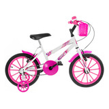 Bicicleta Bike Feminina Ultra Bikes Kids Aro 16 Com Rodinhas Cor Branco/rosa