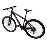 Bicicleta Colli Atalanta Aluminio Aro 29 Freio A Disco Kit Shimano 21v Quadro Preto Com Decalques Amarelo Neon/ Laranja Neon