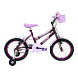 Bicicleta De Passeio Infantil Cairu Fadinha Aro 16 Freios V-brakes Cor Roxo Com Rodas De Treinamento