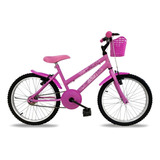Bicicleta De Passeio Infantil Power Bike Feminina Aro 20 Freios V-brakes Cor Rosa Com Descanso Lateral