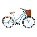 Bicicleta De Passeio Ntz Bikes Vintage Retro Aro 26 M 1v Freios V-brakes Cor Azul-celeste Com Descanso Lateral
