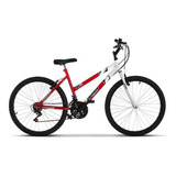 Bicicleta De Passeio Ultra Bikes Bike Aro 26 Bicolor 18 Marchas Freios V-brakes Cor Vermelho-ferrari/branco