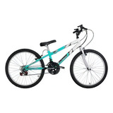 Bicicleta De Passeio Ultra Bikes Rebaixada Aro 24 Bicolor 18 Marchas Freios V-brakes Câmbios Yamada Cor Verde-anis Com Descanso Lateral