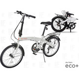 Bicicleta Dobrável Eco+ De Aro 20 E 6 Marchas Branca- Durban Cor Branco