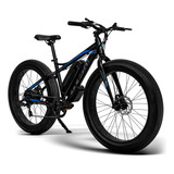 Bicicleta Elétrica 500w Fat Aro 26 Shimano Freio Disco 7v Cor Preto-azul Tamanho Do Quadro Único