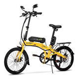 Bicicleta Elétrica Dobrável Aro 20 Two Dogs Pliage Plus Cor Amarelo