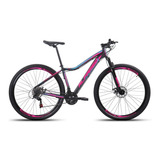 Bicicleta Feminina Alfameq Pandora Aro 29 Câmbio Shimano 21v Cor Preto/rosa/azul Tamanho Do Quadro 15
