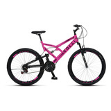 Bicicleta Feminina Pink Colli Gps Aro 26 21v Suspensão Dupla