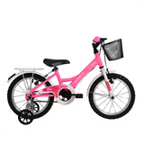 Bicicleta Infantil Athor Bliss Rosa Aro 16 Freio V-brake Nylon Cor Rosa Com Rodas De Treinamento