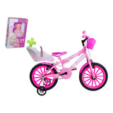 Bicicleta Infantil Feminina Aro 16 Com Cadeirinha E Boneca Cor Rosa Tamanho Do Quadro 16 