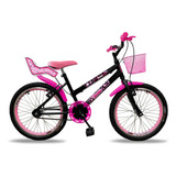 Bicicleta Infantil Feminina Aro 20 Com Cadeirinha De Boneca Cor Preto