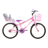 Bicicleta Infantil Feminina Aro 20 Com Cadeirinha De Boneca Cor Rosa Tamanho Do Quadro 20
