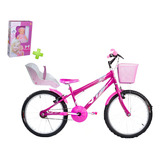 Bicicleta Infantil Feminina Aro 20 Com Cadeirinha E Boneca Cor Pink Tamanho Do Quadro 20 