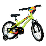 Bicicleta Infantil Infantil Athor Baby Boy 2023 Aro 16 Freios V-brakes Cor Amarelo Neon Com Rodas De Treinamento
