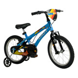 Bicicleta Infantil Infantil Athor Baby Boy 2023 Aro 16 Freios V-brakes Cor Azul Com Rodas De Treinamento