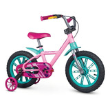 Bicicleta Infantil Infantil Nathor Aro 14 First Pro 2020 Aro 14 Cor Rosa/azul-celeste Com Rodas De Treinamento