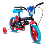Bicicleta Infantil Sonic Aro 12 C/ Rodinhas Menino Menina 