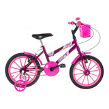 Bicicleta Infantil Ultra Kids C/cestinha Aro 16 Rosa E Lilás