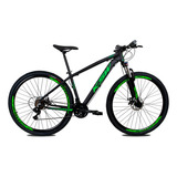 Bicicleta Ksw Aro 29 Modelo Xlt Cambios Shimano 24v C/ Trava Cor Preto/verde Tamanho Do Quadro 17