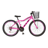 Bicicleta Mtb Kls Aro 26 Alumínio Sport 21 Marchas C/ Cesta Cor Bike Aro 26 Pink