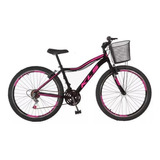 Bicicleta Mtb Kls Aro 26 Alumínio Sport 21 Marchas C/ Cesta Cor Bike Aro 26 Preto/pink