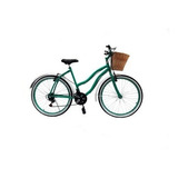 Bicicleta Retro Beach Feminina Aro 26 C/18v Cesta Vime