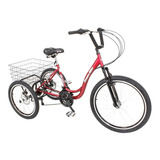 Bicicleta Triciclo Alumínio Aro 26 Marchas Freio Disco Verme