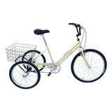 Bicicleta Triciclo Aro 26 Cor Bege