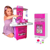 Big Cozinha Brinquedo Com Geladeira Pink Magic Toys