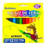 Big Giz De Cera Gizão Jumbo Kid Acrilex 12 Cores 112g Grosso