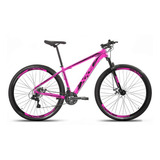 Bike Xks Alumínio Aro 29 Freio A Disco 21v Kit Shimano Tamanho Do Quadro 17 Cor Rosa/preto
